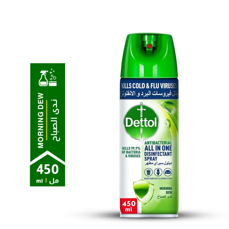 Dettol-Morning-Dew-Antibacterial-All-in-One-Disinfectant-Spray-450ml.webp Dettol Morning Dew Antibacterial All in One Disinfectant Spray 450ml - Image 1