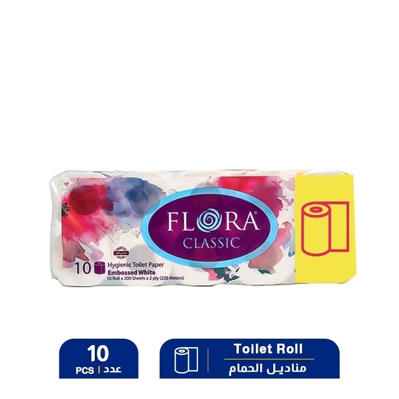 Flora-Classic-Toilet-Tissue-1-Shrink-X-10-Rolls-1-1-1.jpg Flora Classic Toilet Tissue - 1 Shrink X 10 Rolls - Image 1