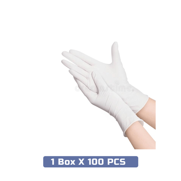 Hand Gloves White (Medium Size) – 1 Box X 100 PCS