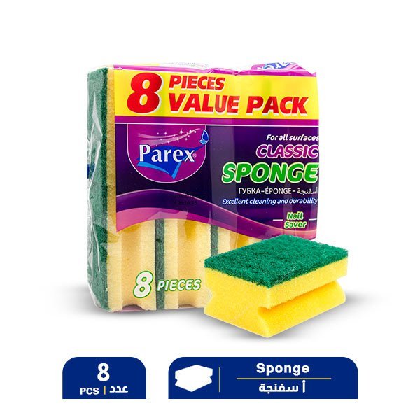 Parex-Classic-Sponge-8-PCS-1.jpg Parex Sponge Green Value Pack 8 PCS - Image 1