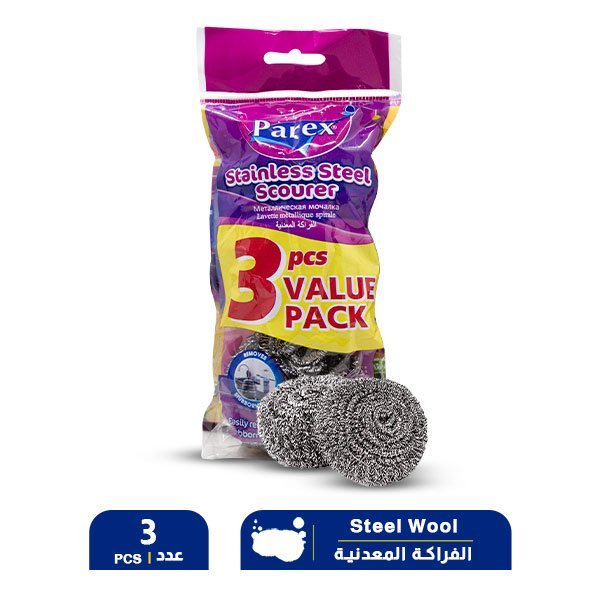 Parex-Stainless-Steel-Wool-3-PCS-1.jpg Parex Metallic Scourer 3 PCS - Image 1